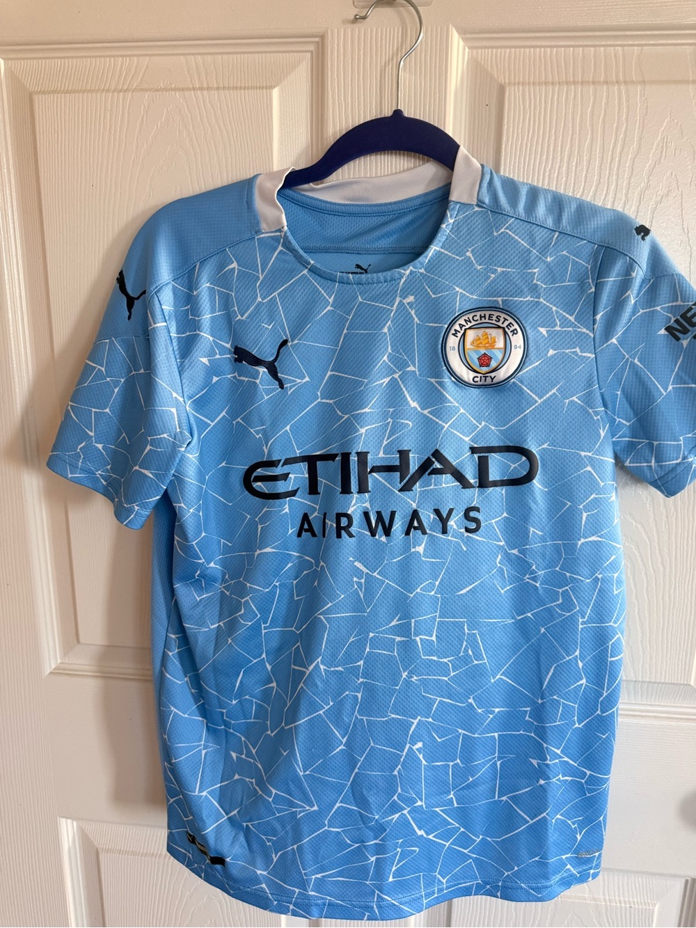 Puma Kids Manchester City Light Blue & White Soccer Jersey